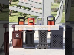 Plastic Wood Recycling Waste Bin Classification Customized Trash Can