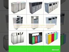 Outdoor classified trash bins, outdoor stainless steel garbage bins, park dry-wet separation litter bins (for cigarette butts)
