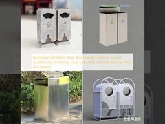 Municipal Sanitation Trash Bins | Large Outdoor Square Dustbins | Eco-Friendly Dual-Classified Garbage Bins for Parks & Subways
