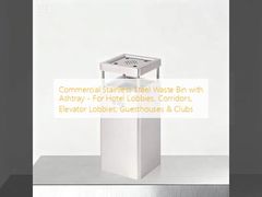 Commercial Stainless Steel Waste Bin with Ashtray - For Hotel Lobbies, Corridors, Elevator Lobbies, Guesthouses & Clubs
