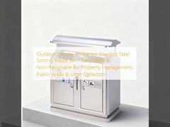 Outdoor/Indoor Thickened Stainless Steel Sorting Waste Bin - Recyclable & Non-Recyclable for Property Management, Public Areas & Litter Collection
