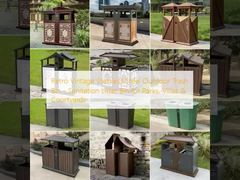 Retro Vintage Stainless Steel Outdoor Trash Bin - Sanitation Litter Bin for Parks, Villas & Courtyards
