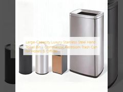 Large-Capacity Luxury Stainless Steel Hand Towel Bin - Commercial Restroom Trash Can for Hotels & Offices
