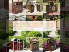 Retro Wood-Grain Stainless Steel Classified Outdoor Litter Bin - For Courtyards, Ancient Towns & Scenic Areas
