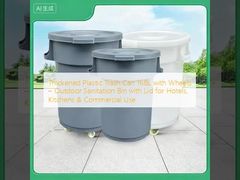 Thickened Plastic Trash Can 168L with Wheels – Outdoor Sanitation Bin with Lid for Hotels, Kitchens & Commercial Use
