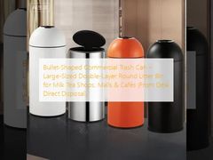 Bullet-Shaped Commercial Trash Can – Large-Sized Double-Layer Round Litter Bin for Milk Tea Shops, Malls & Cafés (Front Desk Direct Disposal)
