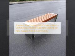 Stainless Steel Stone-Look Outdoor Bench - Commercial Weather-Resistant Seating for Park, Square, Mall & Community
