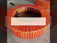 Solid Wood Tree Surround Chair - Round Outdoor Leisure Park Seat with Backrest for Tree Planters
