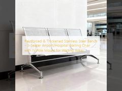 Reinforced & Thickened Stainless Steel Bench - 3-Seater Airport/Hospital Waiting Chair with IV Pole Mount for Waiting Areas
