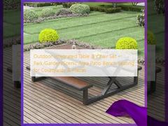 Outdoor Integrated Table & Chair Set - Park/Garden/Scenic Area Patio Bench Seating for Courtyards & Plazas
