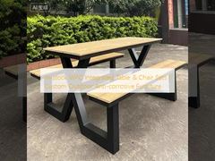 In-stock WPC Integrated Table & Chair Sets | Custom Outdoor Anti-corrosive Furniture
