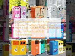Customizable Cartoon-Style Classified Outdoor Stainless Steel Trash Cans | Sanitation Waste Bins for Parks, Middle Schools & Kindergartens
