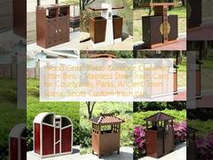 Древесные зерна ретро Наружные классифицированные мусорные баки - мусорные баки из нержавеющей стали для дворов, парков, живописных мест древнего города