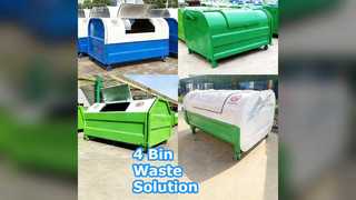 Прочная уличная станция для мусора с 4 контейнерами