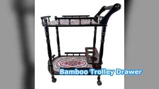 Бамбуковые ролики с выдвижными ящиками для сервисной тележки
