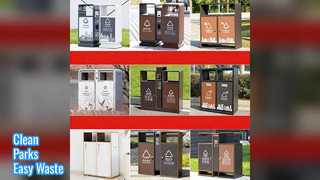 Большой мусорный бак из нержавеющей стали на открытом воздухе