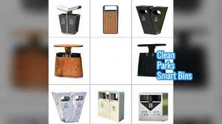 Открытый мусорный бак из нержавеющей стали для мусора в парке