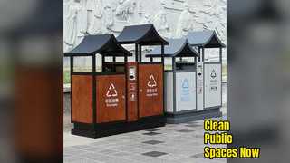 Санитарная система для уличного мусорного бака в парке