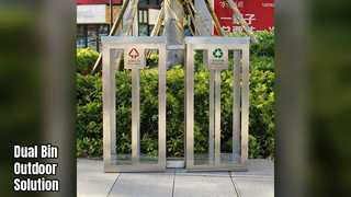 Двойной контейнер для мусора на открытом воздухе из нержавеющей стали, дерева, пластика