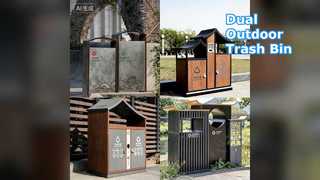 Открытый мусорный бак двойной из нержавеющей стали