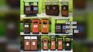 Стальной деревянный мусорный бак для парков