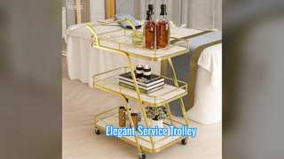 Solid Wood Wine Cart Service Trolley