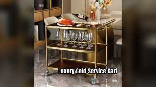 Роскошная золотая винная тележка для обслуживания тележки