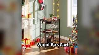 Solid Wood Dining Cart Wine Trolley