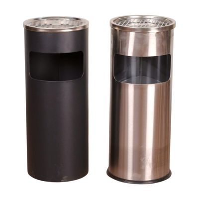 Wholesale Stainless Steel Metal Garbage Can Round Waste Bin Hotel Guestroom For Outdoor Open Top Trash