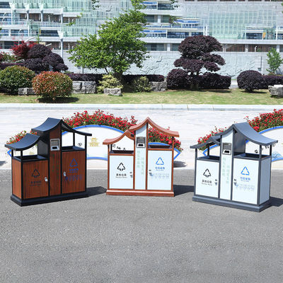 Garbage and Recycling Bin Outdoor Storage Outdoor Steel Sorting Garbage Bin with Cover