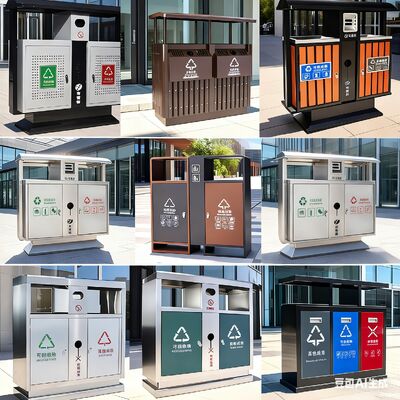 Outdoor Classified Sanitary Stainless Steel Trash Bin Custom Vertical Dustbin