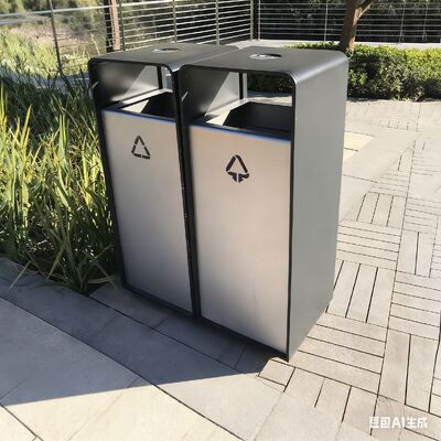 صندوق النفايات الخارجي من الفولاذ المقاوم للصدأ بسعة 50 لتر لفرز الصرف الصحي في الحدائق والشوارع