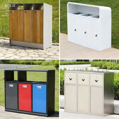 Outdoor 4-Compartment Sorting Waste Bin with 2 Years Warranty - Commercial-Grade Sanitation Litter Bin