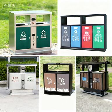 Customizable Multicompartment Outdoor Trash Can with 30L to 1100L Capacity Stainless Steel Litter Bin