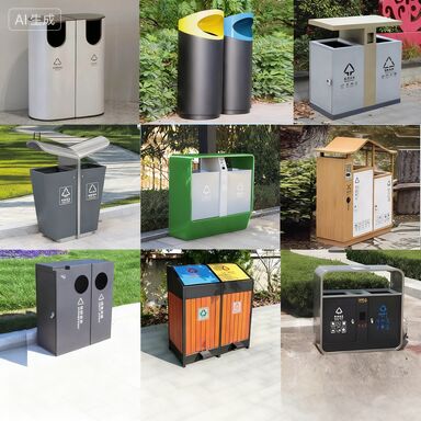 Large-Capacity Classified Outdoor Trash Can with Customized Logo and Rectangular Design for Streets and Parks