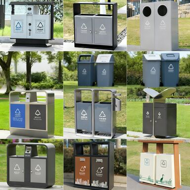 Stainless Steel Litter Bin - Classified Sanitation Trash Can for Municipal Streets and Parks