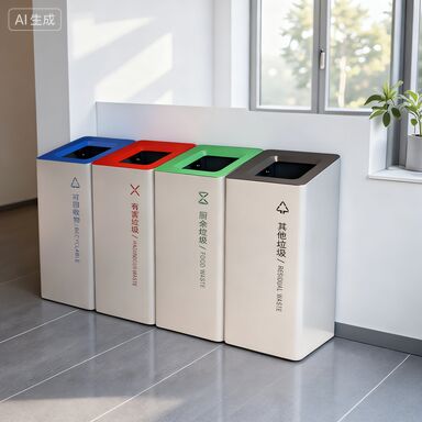 سلة مهملات فرز عمودية من الفولاذ المقاوم للصدأ سعة 50 لتر بتصميم بسيط داخل وخارج المنزل بغطاء متأرجح