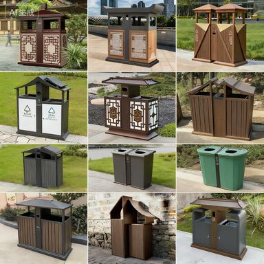 سلة القمامة الخارجية من الفولاذ المقاوم للصدأ مع غطاء متحرك وبناء متين وقوي للحدائق والفيلات