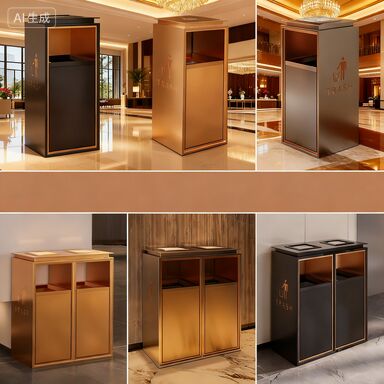 سلة القمامة التجارية العمودية من الفولاذ المقاوم للصدأ مع منفضة رماد 30L لاستخدامها في ردهة الفندق والخارج