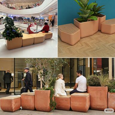 مقاعد زراعة معيارية من الألياف الزجاجية المقواة صديقة للبيئة مع حجم قابل للتخصيص ومقاعد مناظر طبيعية حضرية سهلة التنظيف