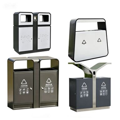 Outdoor Custom Trash Can with Non-slip Rubber Feet Built-in Charcoal Filter and Easy to Clean Design for Public Sanitation