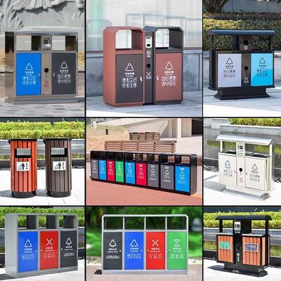 Stainless Steel 4-in-1 Classified Outdoor Trash Can with Customized Logo for Parks and Streets