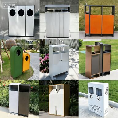 Large Stainless Steel Outdoor Trash Can with Built-in Charcoal Filter and Non-slip Rubber Feet for Commercial Sanitation