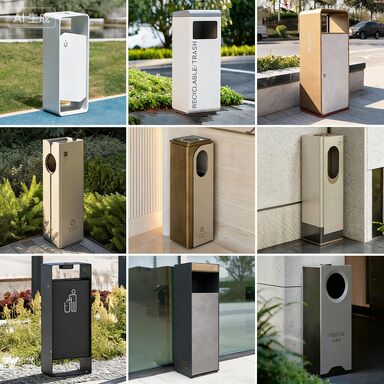 Customizable Stainless Steel Trash Can with Odor Control for Outdoor Commercial Use