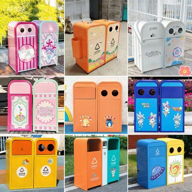 Customizable Rust-resistant Eco-friendly Stainless Steel Trash Can for Parks and Schools