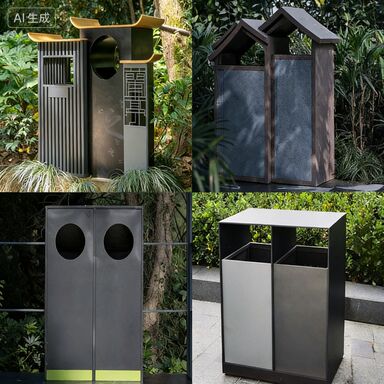 Stainless Steel Double-Bin Sanitation Trash Can - Rust Resistant Classified Litter Bin for Parks & Communities