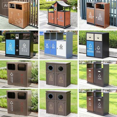 Stainless Steel Custom Trash Can with Sensor Lid and Non-slip Rubber Feet for Outdoor Commercial Use