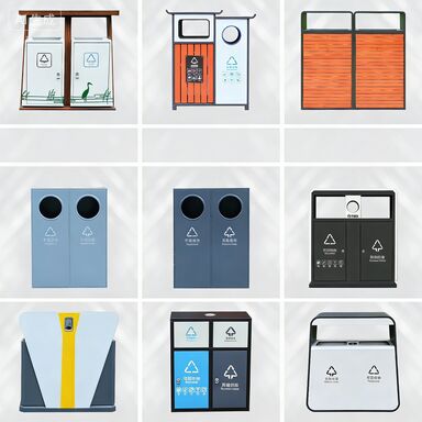 سلة القمامة من الفولاذ المقاوم للصدأ ذات الجودة التجارية مع غطاء مستشعر وشعار مخصص للاستخدام في الهواء الطلق