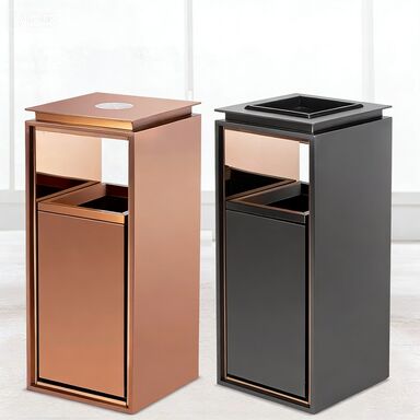 Rust Resistant Stainless Steel Trash Can with Customizable Logo Print and Swing Lid for Indoor/Outdoor Use