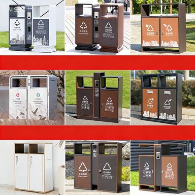 পার্ক এবং সম্প্রদায়ের জন্য বিল্ট-ইন কাঠকয়লা ফিল্টার সহ আউটডোর স্টেইনলেস স্টিল আবহাওয়া প্রতিরোধী ট্র্যাশ বিন